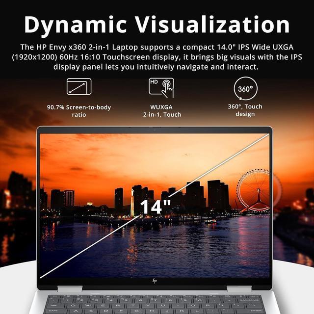 Alt view image 5 of 7 - HP Envy 2-in-1 14" WUXGA Touchscreen Laptop, AMD Ryzen 5 8640HS, 16GB LPDDR5, 800GB Storage(512GB SSD+288GB Docking Station Set), AMD Radeon Graphics, Backlit Keyboard, Windows 11 Pro, Glacier Silver