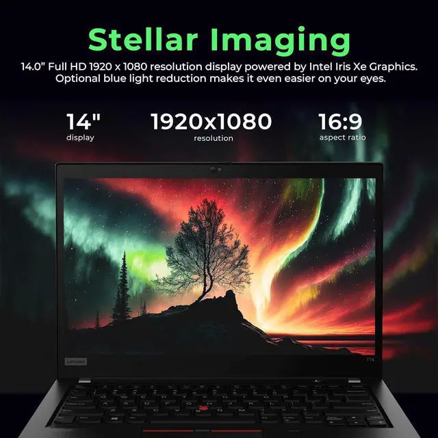 Alt view image 5 of 6 - Lenovo ThinkPad T14 Gen 2 14" FHD Business Laptop, Intel i5-1135G7, 16GB RAM, 1.28TB Storage (1TB SSD+288GB Docking Station), Intel Iris Xe Graphics, Webcam, Wi-Fi 6E, Bluetooth, Black, Win 11 Pro
