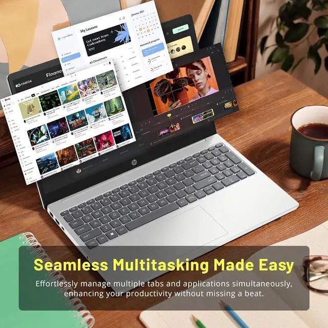 Alt view image 6 of 7 - HP 15.6'' FHD IPS Touchscreen Laptop, Intel i7-1255U, 32GB DDR4 RAM, 2.28TB Storage(2TB SSD+288GB Docking Station Set), Intel Iris Xe Graphics, Wi-Fi 6E, 720p Webcam, Windows 11 S, Silver