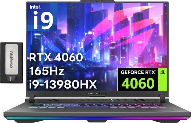 Main image of ASUS ROG Strix G16 16" 165Hz FHD Gaming Laptop, Intel i9-13980HX, GeForce RTX 4060 8GB, 32GB DDR5, 1TB SSD, RGB Backlit Keyboard, Webcam, Wi-Fi 6E, Win 11, Eclipse Gray, 256GB Docking Station Set