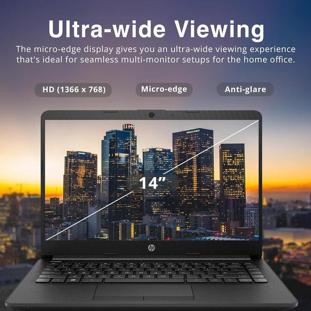 Alt view image 4 of 6 - HP 14" HD Anti-Glare Laptop, AMD Athlon Silver 3050U, 8GB RAM, 288GB Storage(128GB SSD+160GB Docking Station Set), AMD Radeon Graphics, Webcam, Bluetooth, HD Audio, Windows 10s, Black