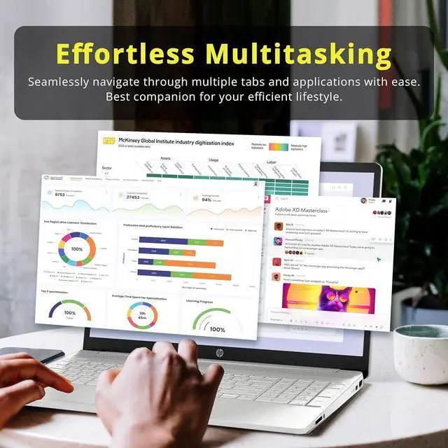 Alt view image 6 of 7 - HP 15.6" FHD Laptop, AMD Ryzen 3-3250U Processor, 8GB RAM, 288GB Storage(128GB SSD + 160GB Docking Station Set), AMD Radeon Graphics, Numeric Keypad, 720p HD Webcam, WiFi, Windows 10S, Silver