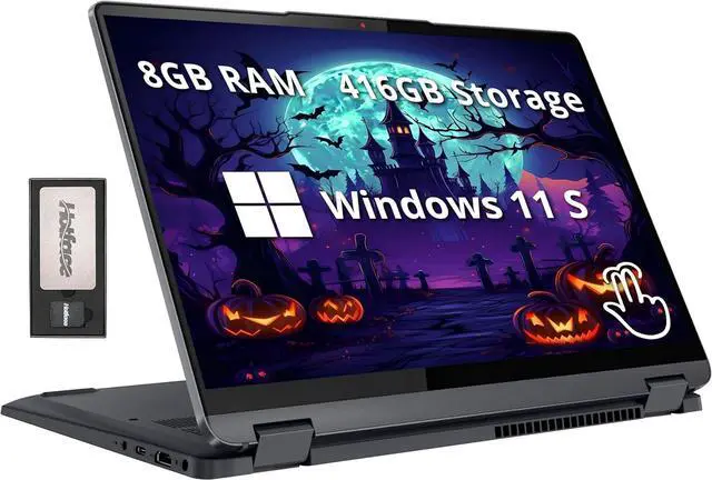 Main image of Lenovo IdeaPad Flex 5i 2-in-1 14" FHD+ Touchscreen Laptop, Intel i3-1215U, 8GB LPDDR4, 416GB Storage(256GB SSD +160GB Docking Station Set), Backlit Keyboard, Fingerprint Reader, Win 11 S, Storm Grey