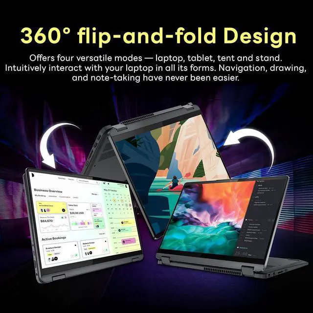 Alt view image 5 of 7 - Lenovo IdeaPad Flex 5i 2-in-1 14" FHD+ Touchscreen Laptop, Intel i3-1215U, 8GB LPDDR4, 416GB Storage(256GB SSD +160GB Docking Station Set), Backlit Keyboard, Fingerprint Reader, Win 11 S, Storm Grey
