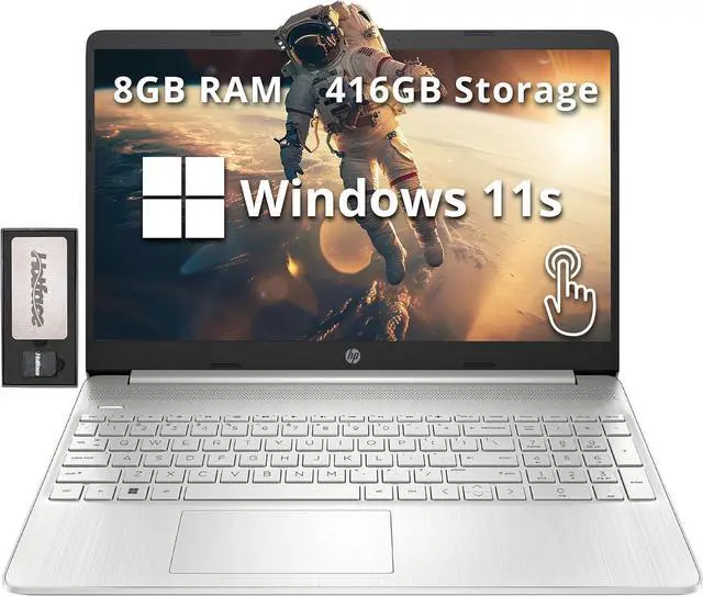 Main image of HP 15.6" HD BrightView Touchscreen Laptop, Intel Pentium Gold 7505, 8GB RAM, 416GB Storage(256GB SSD+160GB Docking Station Set), Numeric Keypad, HD Camera, HD Audio, Wi-Fi 5, Win 11 S, Silver