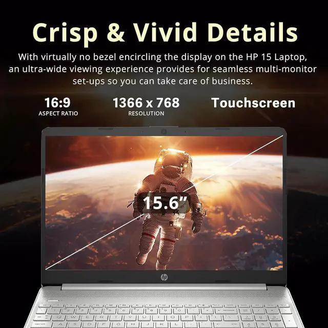 Alt view image 4 of 7 - HP 15.6" HD BrightView Touchscreen Laptop, Intel Pentium Gold 7505, 8GB RAM, 416GB Storage(256GB SSD+160GB Docking Station Set), Numeric Keypad, HD Camera, HD Audio, Wi-Fi 5, Win 11 S, Silver