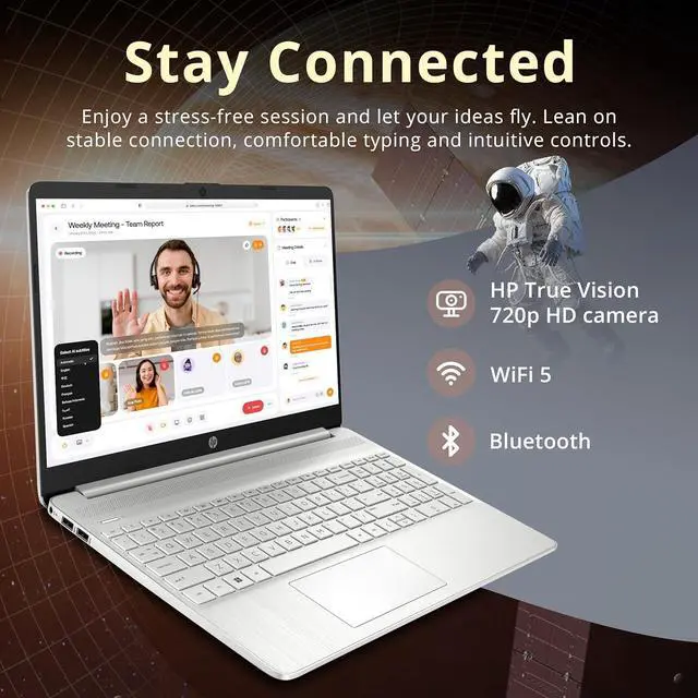 Alt view image 5 of 7 - HP 15.6" HD BrightView Touchscreen Laptop, Intel Pentium Gold 7505, 8GB RAM, 416GB Storage(256GB SSD+160GB Docking Station Set), Numeric Keypad, HD Camera, HD Audio, Wi-Fi 5, Win 11 S, Silver