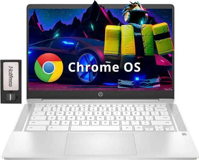 Main image of HP Chromebook 14" FHD IPS Laptop, AMD 3015Ce, 4GB RAM, 192GB Storage(32GB eMMC+160GB Docking Station), AMD Radeon Graphics, 720p HD Camera, HD Audio, Chrome OS, Ceramic White