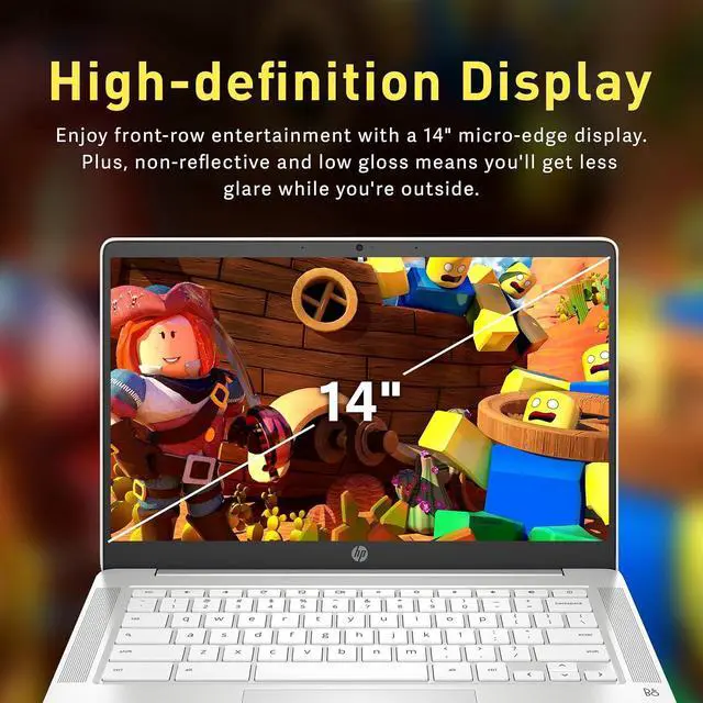 Alt view image 4 of 7 - HP Chromebook 14" FHD IPS Laptop, AMD 3015Ce, 4GB RAM, 192GB Storage(32GB eMMC+160GB Docking Station), AMD Radeon Graphics, 720p HD Camera, HD Audio, Chrome OS, Ceramic White