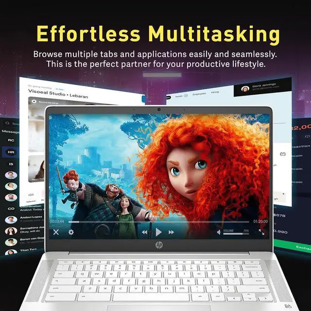 Alt view image 5 of 7 - HP Chromebook 14" FHD IPS Laptop, AMD 3015Ce, 4GB RAM, 192GB Storage(32GB eMMC+160GB Docking Station), AMD Radeon Graphics, 720p HD Camera, HD Audio, Chrome OS, Ceramic White