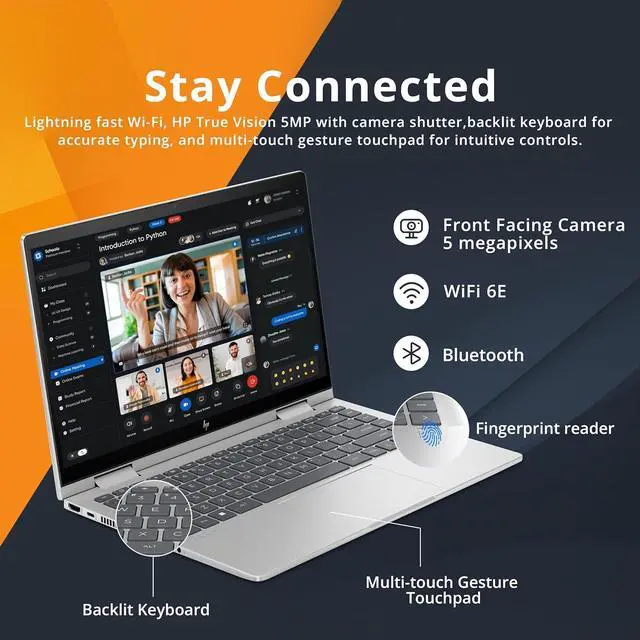 Alt view image 4 of 7 - HP Envy x360 2-in-1 14" FHD Touchscreen Laptop, Intel 7 150U, 16GB RAM, 1.28TB Storage(1TB SSD+288GB Docking Station Set), Backlit Keyboard,  Fingerprint Reader, Wi-Fi 6E, Win 11 Pro, Silver