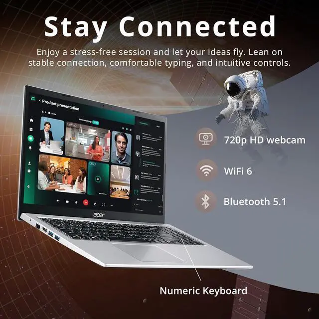 Alt view image 5 of 7 - Acer Aspire 3 15.6" FHD Laptop, Intel i7-1165G7, 16GB RAM, 672GB Storage(512GB SSD+160GB Docking Station Set), Intel Iris Xe Graphics, Numeric Keypad, Wi-Fi 6, Webcam, Windows 11 Home, Silver