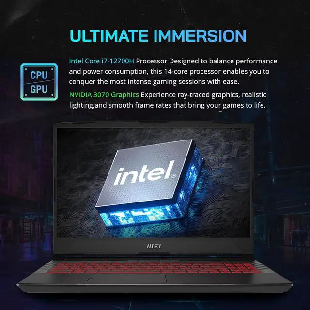 Alt view image 7 of 7 - MSI Pulse GL66 15.6" FHD 144Hz Gaming Laptop, 12th Gen Intel i7-12700H, NVIDIA GeForce RTX 3070 8G, 64GB RAM, 2TB PCIe SSD, RGB Backlit Keyboard, Win 11 Pro, Black, 128GB Docking Station Set