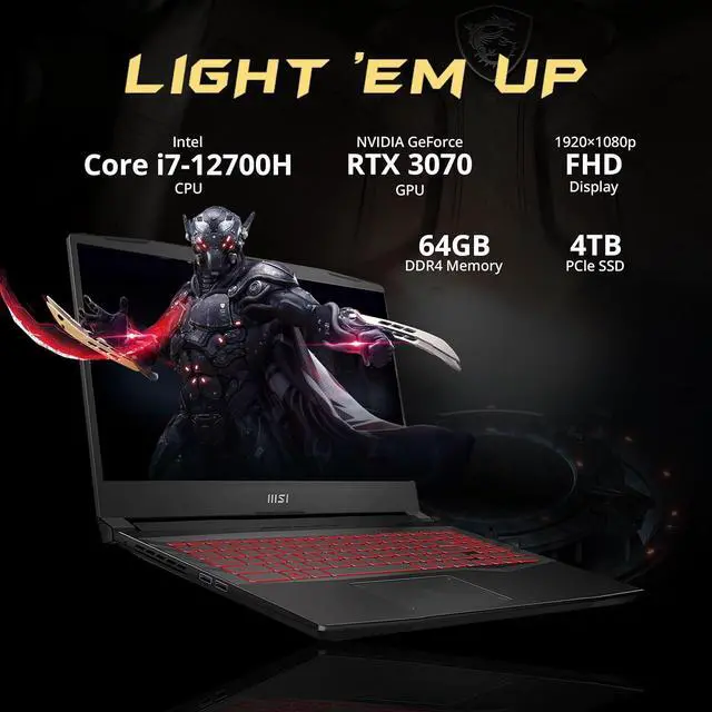 Alt view image 3 of 8 - MSI Pulse GL66 15.6" FHD 144Hz Gaming Laptop, 12th Gen Intel i7-12700H, NVIDIA GeForce RTX 3070 8G, 64GB RAM, 4TB PCIe SSD, RGB Backlit Keyboard, Win 11 Pro, Black, 128GB Docking Station Set