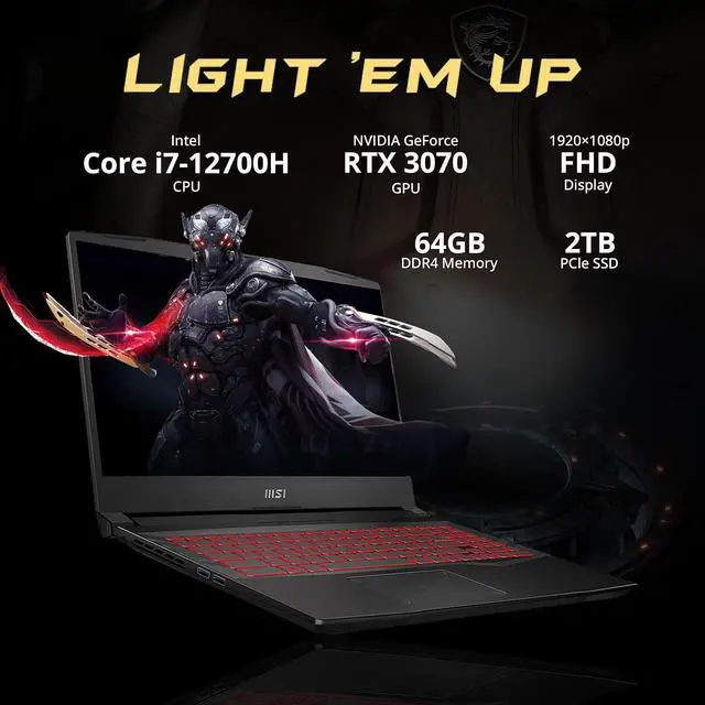 Alt view image 3 of 7 - MSI Pulse GL66 15.6" FHD 144Hz Gaming Laptop, Intel i7-12700H, 64GB RAM, 2TB PCIe SSD, NVIDIA GeForce RTX 3070, RGB Keyboard, 720p HD Webcam, Wi-Fi 6, Win 11 Home, Black, 128GB Docking Station Set