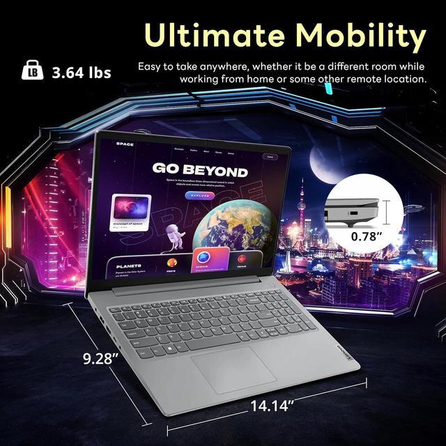 Alt view image 6 of 7 - Lenovo V15 Gen 4 15.6" FHD Laptop, AMD Ryzen 5 7520U, 8GB LPDDR5, 672GB Storage(512GB SSD+160GB Docking Station Set), AMD Radeon 610M Graphics, Numeric Keypad, 720p Webcam, Win 11 Pro, Arctic Grey