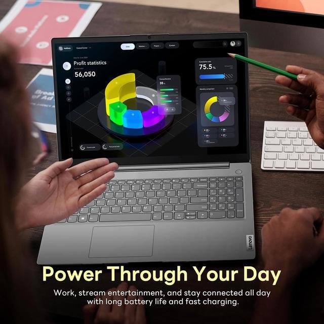 Alt view image 7 of 7 - Lenovo V15 Gen 4 15.6" FHD Laptop, AMD Ryzen 5 7520U, 8GB LPDDR5, 672GB Storage(512GB SSD+160GB Docking Station Set), AMD Radeon 610M Graphics, Numeric Keypad, 720p Webcam, Win 11 Pro, Arctic Grey