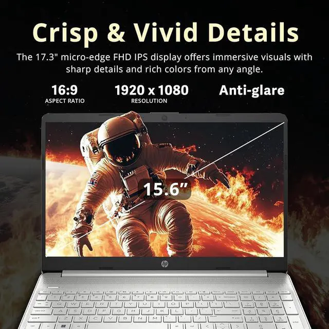 Alt view image 3 of 7 - HP 15.6" FHD Laptop Computer, AMD Athlon Silver 3050U, 4GB DDR4 RAM, 128GB SSD, AMD Radeon Graphics, HD Webcam, HDMI, Office 365, Windows 10 S, Silver, 32GB Hotface USB Card