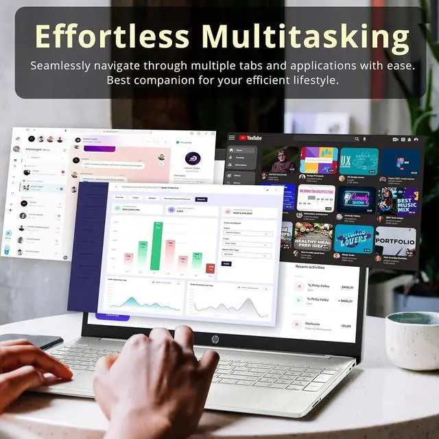 Alt view image 6 of 7 - HP 15.6" FHD Laptop Computer, AMD Athlon Silver 3050U, 4GB DDR4 RAM, 128GB SSD, AMD Radeon Graphics, HD Webcam, HDMI, Office 365, Windows 10 S, Silver, 32GB Hotface USB Card