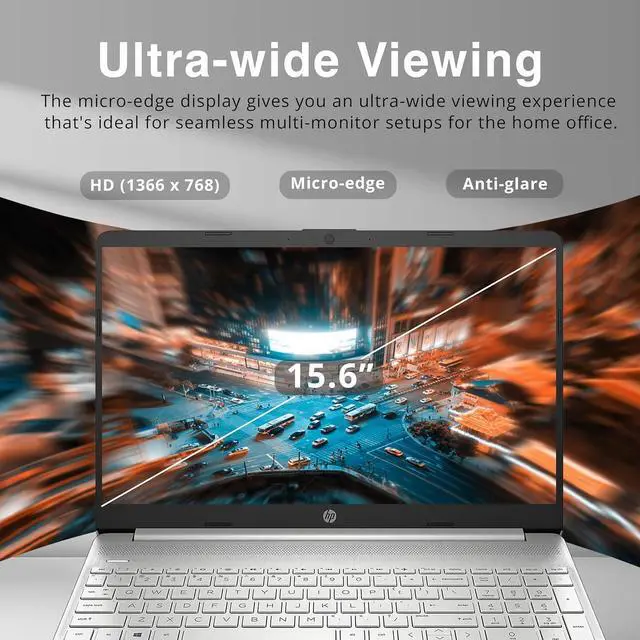 Alt view image 3 of 7 - HP 15.6" HD Student Laptop, Intel i3-1115G4, 32GB RAM, 1TB PCIe SSD, Intel UHD Graphics, 720p HD Webcam, Full Size Keyboard, Wi-Fi, Win 10S, Silver, 32GB Hotface USB Card