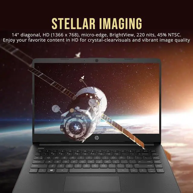 Alt view image 3 of 7 - HP Stream 14" HD Laptop, Intel Celeron N4120, 8GB RAM, 128GB eMMC, Intel UHD Graphics, Webcam, 1 Year Office 365, Black, Win 11 S, 128GB Hotface USB Card