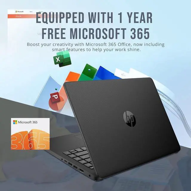 Alt view image 4 of 7 - HP Stream 14" HD Laptop, Intel Celeron N4120, 8GB RAM, 128GB eMMC, Intel UHD Graphics, Webcam, 1 Year Office 365, Black, Win 11 S, 128GB Hotface USB Card