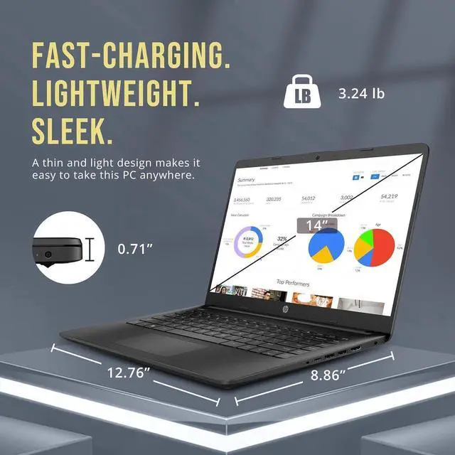 Alt view image 6 of 7 - HP Stream 14" HD Laptop, Intel Celeron N4120, 8GB RAM, 128GB eMMC, Intel UHD Graphics, Webcam, 1 Year Office 365, Black, Win 11 S, 128GB Hotface USB Card