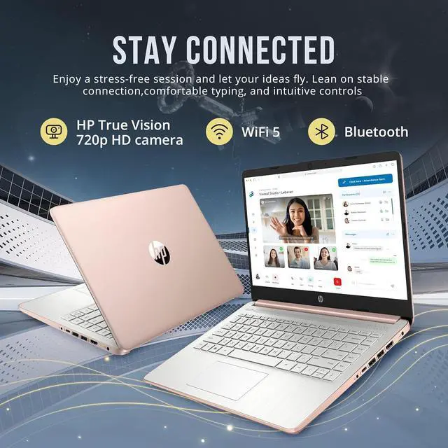 Alt view image 6 of 7 - HP Stream 14" HD BrightView Laptop, Intel Celeron N4120, 8GB RAM, 416GB Storage (128GB eMMC + 288GB Docking Station Set), Intel UHD Graphics, 720p Camera, Wi-Fi, 1 Year Office 365, Win 11 S, Gold