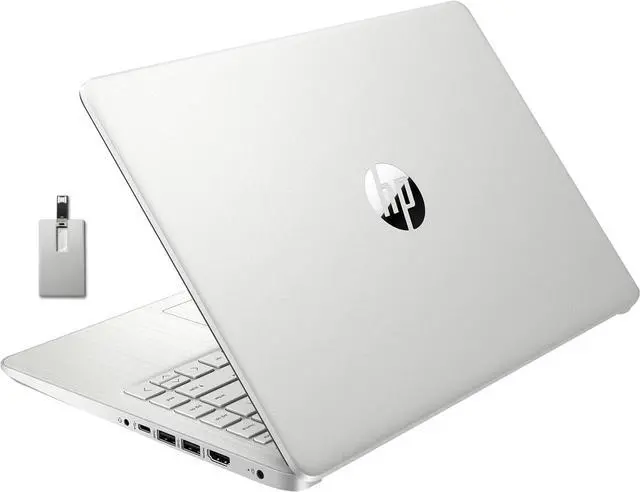 Main image of HP Stream 14" HD Laptop, Intel Celeron N4120, 8GB RAM, 128GB eMMC, Intel UHD Graphics, Webcam, 1 Year Office 365, Silver, Win 11 S, 128GB Hotface USB Card