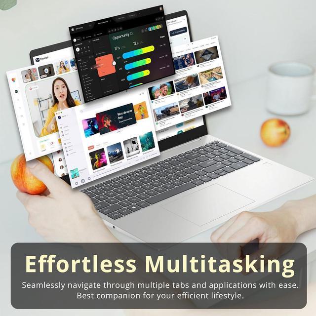 Alt view image 6 of 7 - HP 15.6" FHD Anti-Glare Laptop, Intel i3-N305, 8GB RAM, 672GB Storage(512GB SSD+160GB Docking Station Set), Intel UHD Graphics, Fingerprint Reader, Num Pad, HD Camera, Wi-Fi 6, Win 11, Silver