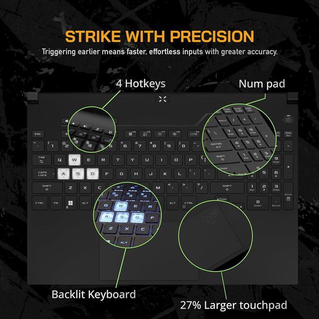 Alt view image 6 of 7 - ASUS TUF F15 15.6" WQHD 144Hz Gaming Laptop, Intel i7-12650H, NVIDIA GeForce RTX 3050 Graphics, 16GB DDR5, 512GB SSD, Backlit Keyboard, Wi-Fi 6, Win 11, Black, 256GB Docking Station Set
