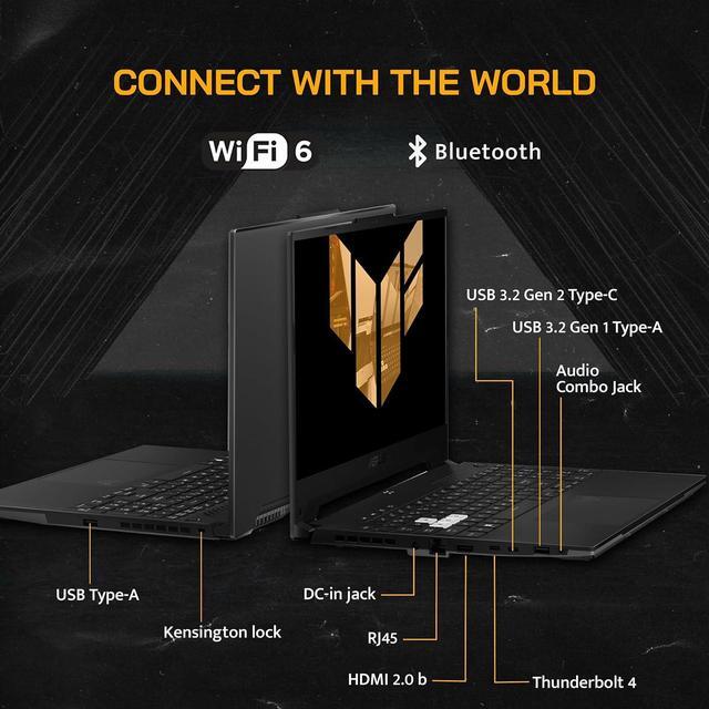 Alt view image 7 of 7 - ASUS TUF F15 15.6" WQHD 144Hz Gaming Laptop, Intel i7-12650H, NVIDIA GeForce RTX 3050 Graphics, 16GB DDR5, 512GB SSD, Backlit Keyboard, Wi-Fi 6, Win 11, Black, 256GB Docking Station Set