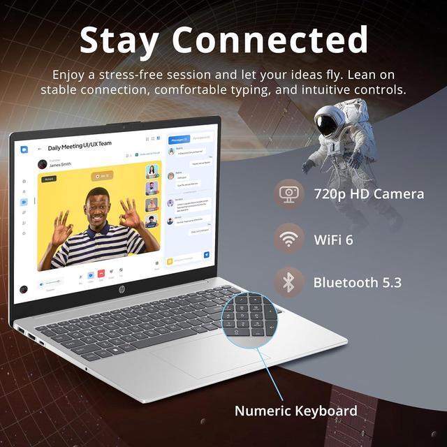 Alt view image 5 of 7 - HP 15.6" FHD IPS Laptop, Intel i5-1235U, 32GB RAM, 1.16TB Storage(1TB SSD + 160GB Docking Station Set), Intel Iris Xe Graphics, Numeric Keypad, Webcam, Wi-Fi 6, Windows 11, Silver
