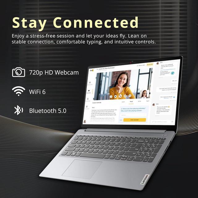 Alt view image 4 of 7 - Lenovo Ideapad 1 15.6" HD Anti-Glare Laptop, Intel Celeron N4500, 20GB RAM, 1.16TB Storage(1TB SSD+160GB Docking Station Set), Intel UHD Graphics, Num Pad, Webcam, Win 11s, Grey