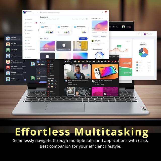 Alt view image 6 of 7 - Lenovo Ideapad 1 15.6" HD Anti-Glare Laptop, Intel Celeron N4500, 20GB RAM, 1.16TB Storage(1TB SSD+160GB Docking Station Set), Intel UHD Graphics, Num Pad, Webcam, Win 11s, Grey