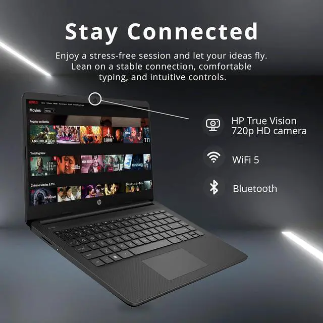 Alt view image 6 of 7 - HP Stream 14" HD Lightweight Laptop, Intel Celeron N4120, 8GB RAM, 224GB Storage(64GB eMMC + 160GB Docking Station), Intel UHD Graphics, HD Webcam, 1 Year Office 365, WiFi, Bluetooth, Win 11s, Black,