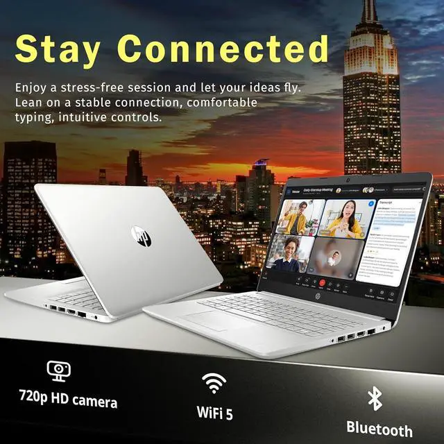 Alt view image 5 of 7 - HP Stream 14" HD Lightweight Laptop, Intel Celeron N4120, 16GB RAM, 224GB Storage(64GB eMMC + 160GB Docking Station), Intel UHD Graphics, HD Webcam, 1 Year Office 365, WiFi, Bluetooth, Win 11s, Silver
