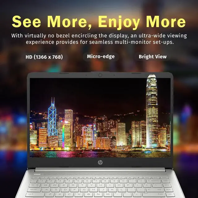 Alt view image 6 of 7 - HP Stream 14" HD Lightweight Laptop, Intel Celeron N4120, 16GB RAM, 224GB Storage(64GB eMMC + 160GB Docking Station), Intel UHD Graphics, HD Webcam, 1 Year Office 365, WiFi, Bluetooth, Win 11s, Silver