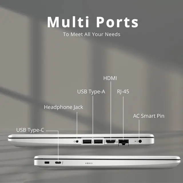Alt view image 7 of 7 - HP Stream 14" HD Lightweight Laptop, Intel Celeron N4120, 16GB RAM, 224GB Storage(64GB eMMC + 160GB Docking Station), Intel UHD Graphics, HD Webcam, 1 Year Office 365, WiFi, Bluetooth, Win 11s, Silver