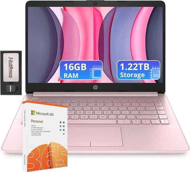 Main image of HP Flagship 14" Laptop with 1 Year Office 365 | 16GB RAM | 1.22TB Storage(64GB EMMC & 160GB Docking Station & 1TB Cloud Storage) | Intel 4-Core Processor| Webcam | Pink | Windows 11