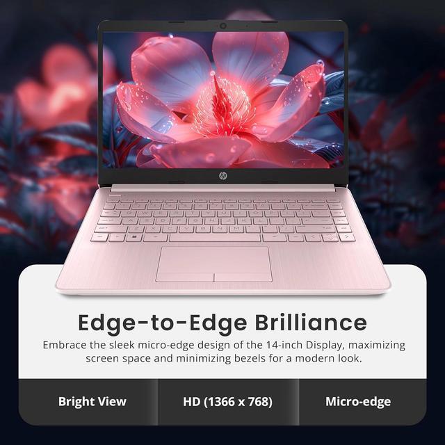 Alt view image 5 of 6 - HP Flagship 14" Laptop with 1 Year Office 365 | 16GB RAM | 1.22TB Storage(64GB EMMC & 160GB Docking Station & 1TB Cloud Storage) | Intel 4-Core Processor| Webcam | Pink | Windows 11