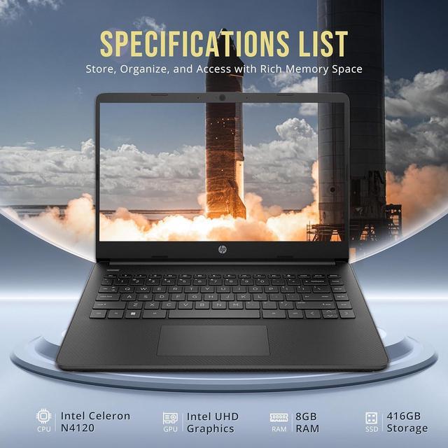 Alt view image 3 of 7 - HP Stream 14" HD BrightView Laptop, Intel Celeron N4120, 8GB RAM, 416GB Storage (128GB eMMC + 288GB Docking Station Set), Intel UHD Graphics, 720p Camera, Wi-Fi, 1 Year Office 365, Win 11 S, Black