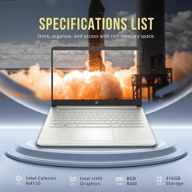 Alt view image 3 of 7 - HP Stream 14" HD BrightView Laptop, Intel Celeron N4120, 8GB RAM, 416GB Storage (128GB eMMC + 288GB Docking Station Set), Intel UHD Graphics, 720p Camera, Wi-Fi, 1 Year Office 365, Win 11 S, Silver