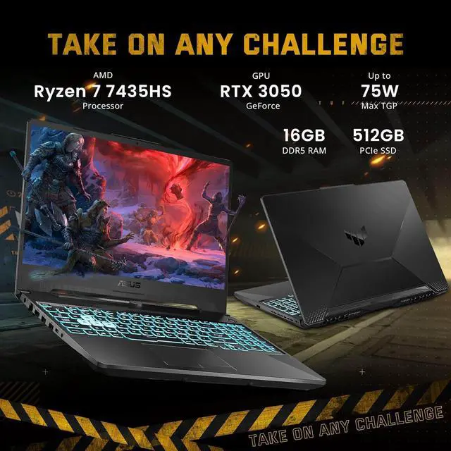 Alt view image 3 of 7 - ASUS TUF A15 15.6" FHD 144Hz Gaming Laptop, AMD Ryzen 7 7435HS, NVIDIA GeForce RTX 3050, 16GB DDR5, 512GB SSD, Backlit Keyboard, Wi-Fi 6, Win 11 Pro, Black, 256GB Docking Station Set