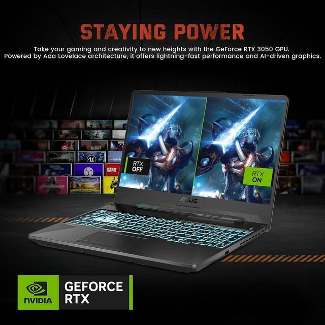 Alt view image 6 of 7 - ASUS TUF A15 Gaming Laptop, 15.6" FHD 144Hz Display, AMD Ryzen 7 7435HS, GeForce RTX 3050, 32GB DDR5, 2TB SSD, RGB Backlit Keyboard, HD Camera, Wi-Fi 6, Win 11, Black, 256GB Docking Station Set