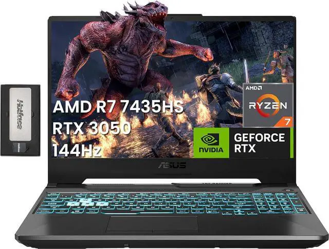 Main image of ASUS TUF A15 15.6" FHD 144Hz Gaming Laptop, AMD Ryzen 7 7435HS, NVIDIA GeForce RTX 3050, 16GB DDR5, 512GB SSD, Backlit Keyboard, Wi-Fi 6, Win 11 Pro, Black, 256GB Docking Station Set