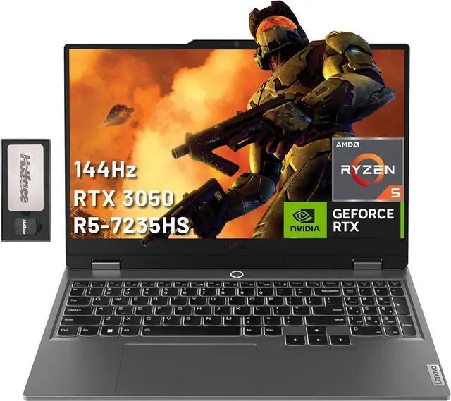 Main image of Lenovo LOQ 15.6" Gaming Laptop, FHD 144Hz 300-nit Display, AMD Ryzen 5 7235HS, GeForce RTX 3050, 16GB DDR5, 1TB SSD, Backlit Keyboard, Webcam, Wi-Fi 6, Win 11 Home, Grey, 128GB Docking Station Set