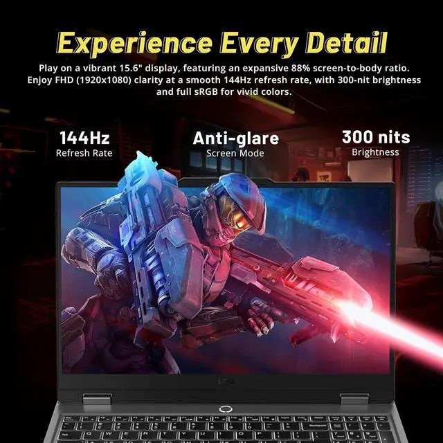 Alt view image 4 of 6 - Lenovo LOQ 15.6" Gaming Laptop, FHD 144Hz 300-nit Display, AMD Ryzen 5 7235HS, GeForce RTX 3050, 16GB DDR5, 1TB SSD, Backlit Keyboard, Webcam, Wi-Fi 6, Win 11 Home, Grey, 128GB Docking Station Set
