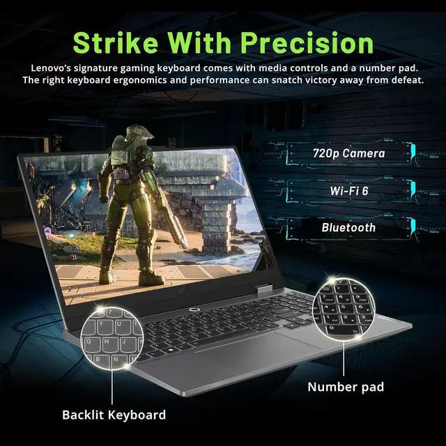 Alt view image 4 of 6 - Lenovo LOQ 15.6" Gaming Laptop, FHD 144Hz 300-nit Display, AMD Ryzen 5 7235HS, GeForce RTX 3050, 64GB DDR5, 2TB SSD, Backlit Keyboard, Webcam, Wi-Fi 6, Win 11 Pro, Grey, 128GB Docking Station Set