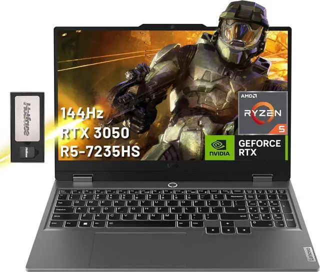 Main image of Lenovo LOQ 15.6" Gaming Laptop, FHD 144Hz 300-nit Display, AMD Ryzen 5 7235HS, GeForce RTX 3050, 64GB DDR5, 2TB SSD, Backlit Keyboard, Webcam, Wi-Fi 6, Win 11 Pro, Grey, 128GB Docking Station Set
